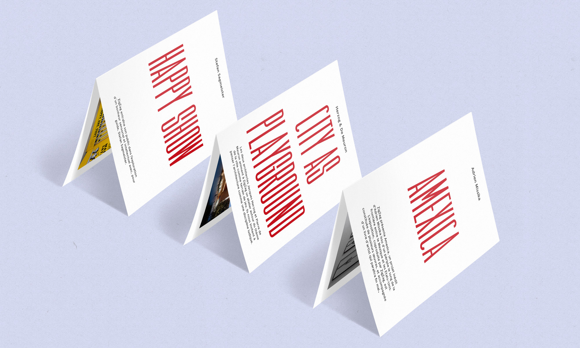 Petites brochures pour l'identité visuelle de ZigZag.
Réalisé par Au-delà studio.
Aloïs Ancenay 
