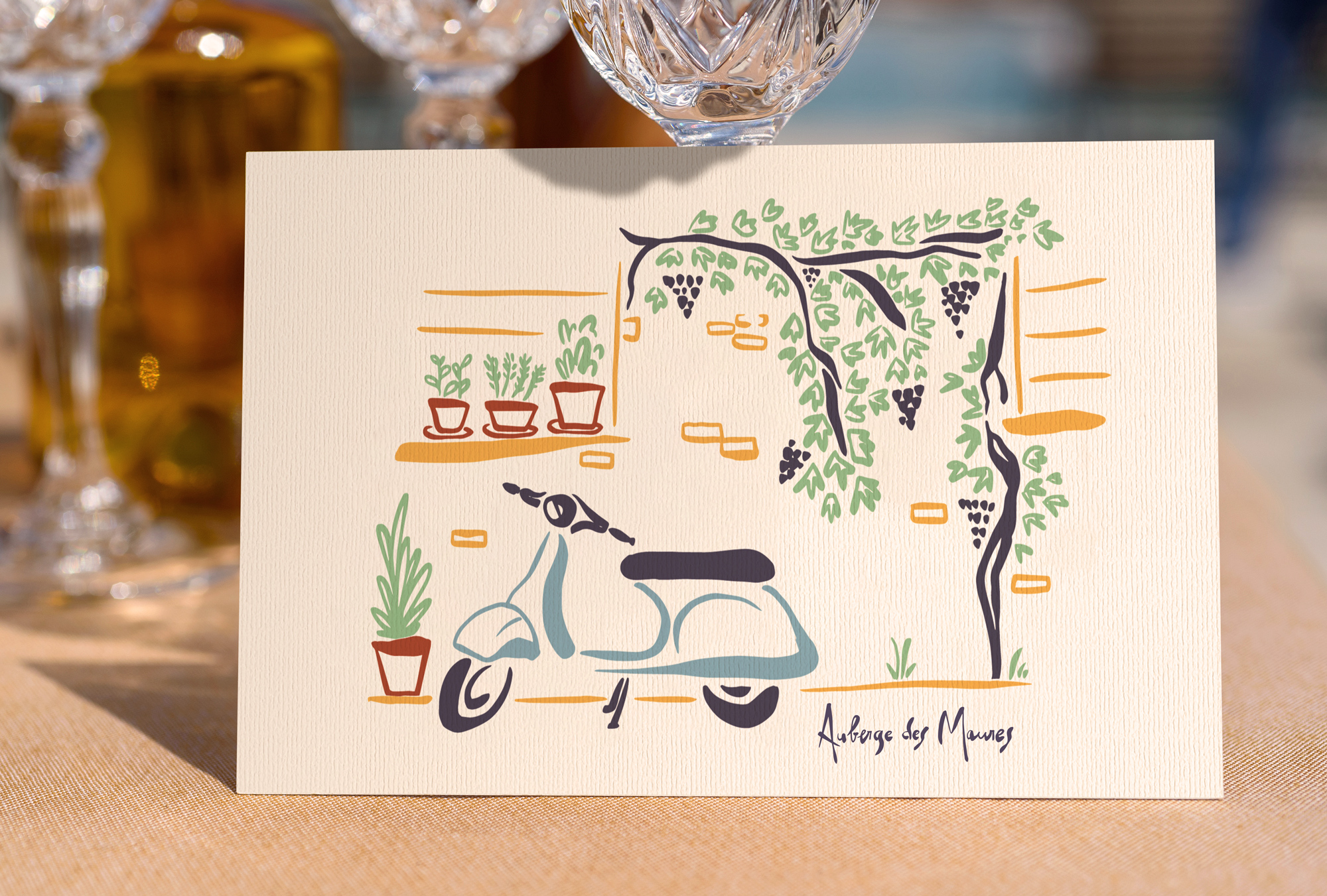 Carte Illustration auberge des maures par Au-delà studio.